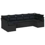 vidaXL Ensemble de canapé de jardin 7 Pièces Noir Poly rotin