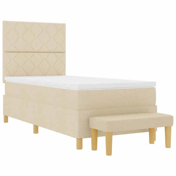 vidaXL Lit à ressorts avec matelas Crème 90 x 200 cm tissu