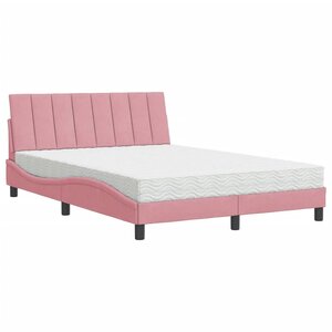 vidaXL Lit avec matelas Hanko rose 140x200 cm velours