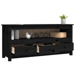 vidaXL Meuble TV Noir 114x35x52 cm Bois de pin massif