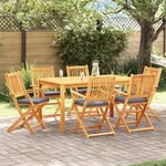 vidaXL Chaises de jardin pliantes avec des coussins gris  6 pièces en bois d'acacia massif.