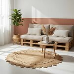 vidaXL Tapis Marron Ø 240 cm Jute