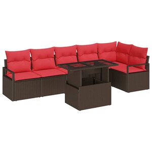 vidaXL Ensemble de canapé de jardin 7 Pièces Marron Poly rotin