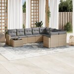 vidaXL Salon de jardin avec coussins 10 Pièces beige résine tressée