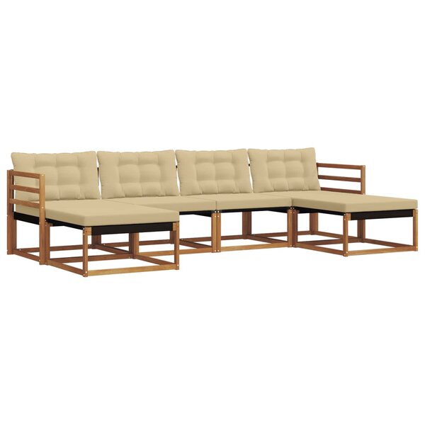 vidaXL Ensemble de canapés d'extérieur 6 pc Naturel et Beige
