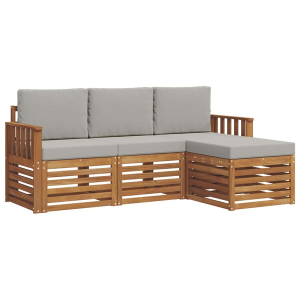 vidaXL Ensemble de canapés d'extérieur 4 pc Gris Naturel et Clair