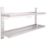 vidaXL Étagère murale à 2 niveaux Acier inoxydable 150x30 cm