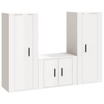 vidaXL Ensemble de meubles TV 3 Pièces Blanc brillant Bois d'ingénierie