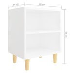 vidaXL Tables de chevet avec pieds en bois 2 Pièces Blanc 40x30x50 cm