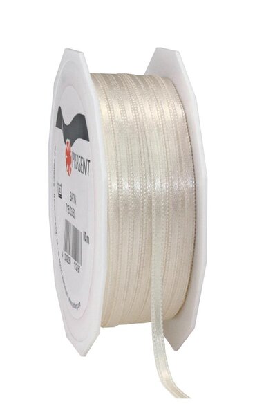 Satin double face 50-m-rouleau 3 mm ivoire