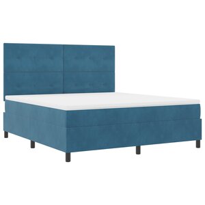 vidaXL Lit à ressorts avec matelas et LED Bleu foncé 180x200 cm Velours