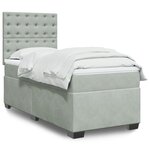 vidaXL Sommier à lattes de lit et matelas Gris clair 100x200cm Velours