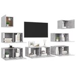 vidaXL Ensemble de meubles TV 7 Pièces Gris béton Bois d'ingénierie