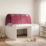 vidaXL Cadre de lit avec tunnel 3 Pièces Blanc et rouge Bois d'ingénierie
