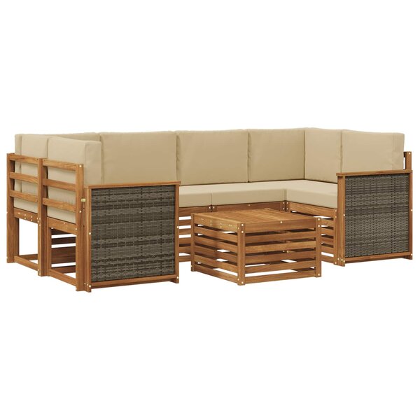 vidaXL Ensemble de canapés d'extérieur 7 Pièces Naturel et Beige