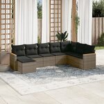 vidaXL Salon de jardin 8 Pièces avec coussins gris résine tressée