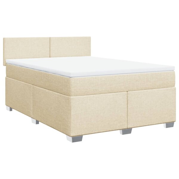vidaXL Sommier à lattes de lit avec matelas Crème 140x200 cm Tissu
