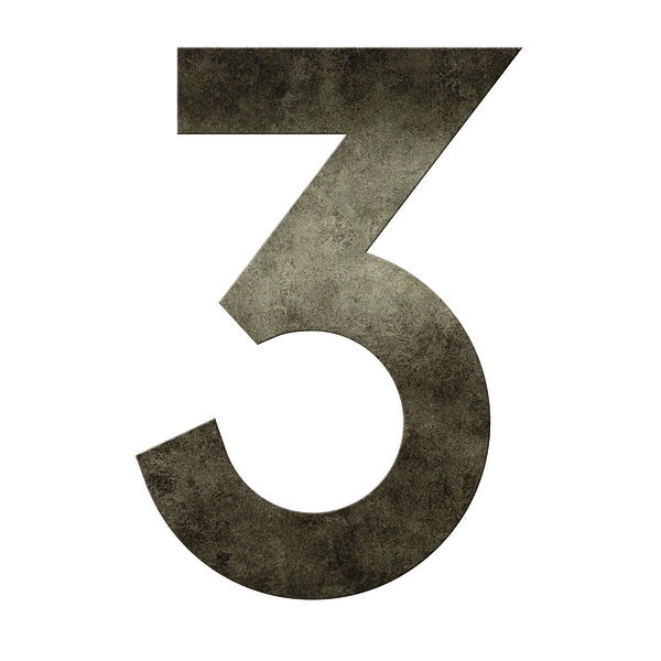 Numéro 3 - Numéro adhésif pour boîte aux lettres - Vinyle épais texturé  hauteur 50 mm. Métal Cuivré.