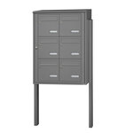 Bloc collectif Leabox  2x3  grade 3  simple face  extérieur  fixation sur pieds à sceller  gris poussière ral 7037 finition brillante