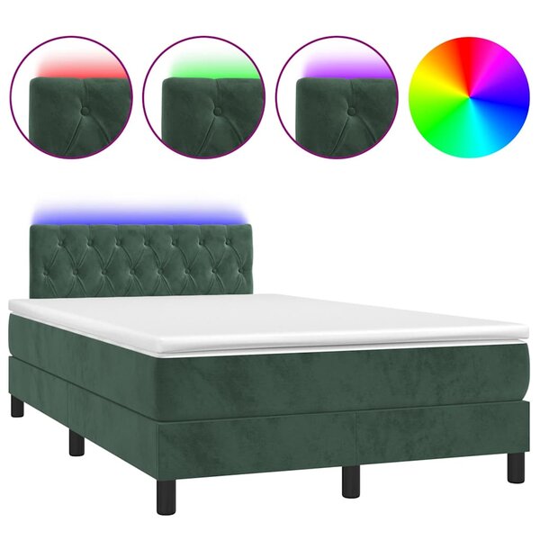 vidaXL Sommier à lattes de lit avec matelas LED vert foncé 120x190 cm