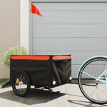 vidaXL Remorque de vélo noir et orange 45 kg fer