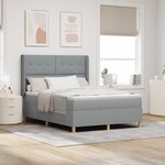 vidaXL Lit à ressorts avec bandes LED Gris clair 140 x 190 cm tissu