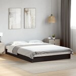 vidaXL Cadre de lit sans matelas noir 140x200 cm bois d'ingénierie