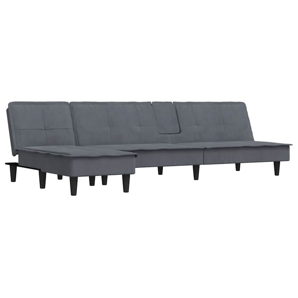 vidaXL Canapé-lit en forme de L gris 255x140x70 cm velours