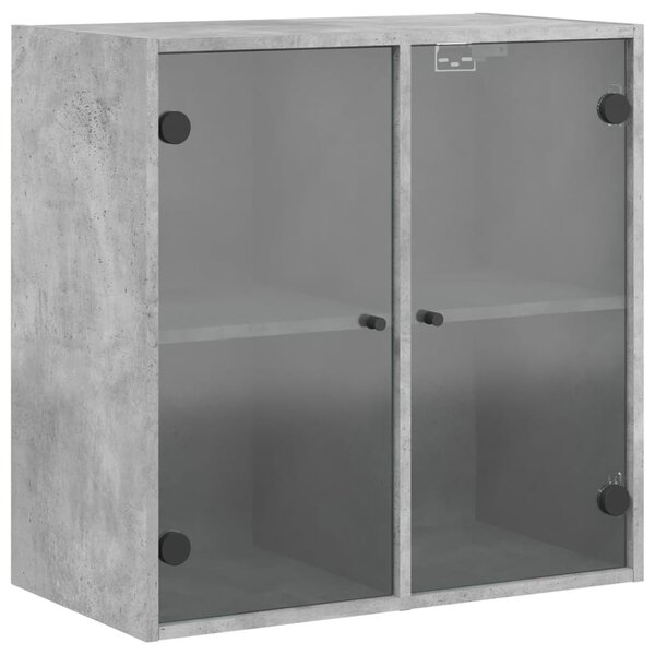 vidaXL Armoire murale avec portes en verre gris béton 68x37x68 5 cm