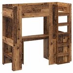 vidaXL Cadre de lit superposé avec bureau Bois ancien 75 x 190 cm