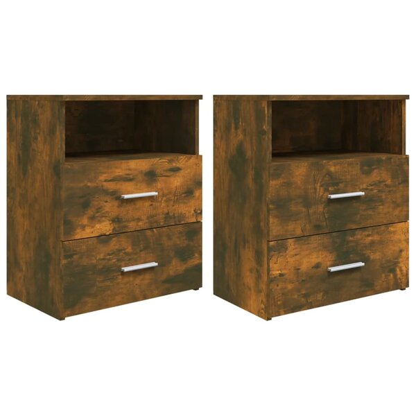 vidaXL Tables de chevet 2 Pièces Chêne fumé 50x32x60 cm