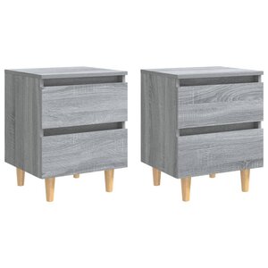 vidaXL Tables de chevet pieds en bois 2 Pièces Sonoma gris 40x35x50 cm