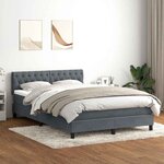 vidaXL Sommier à lattes de lit et matelas et LED gris foncé 160x210cm velours