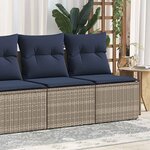 vidaXL Salon de jardin 2 Pièces avec coussins gris résine tressée acacia