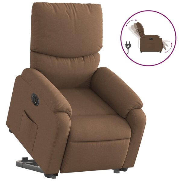 vidaXL Fauteuil inclinable électrique marron tissu