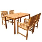 vidaXL Ensemble à manger d'extérieur 5 Pièces Bois d'acacia solide
