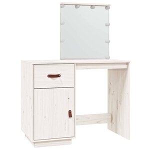 vidaXL Coiffeuse avec LED Blanc 95x50x133 5 cm Bois de pin massif