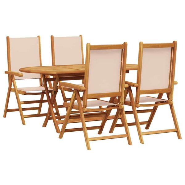 vidaXL Ensemble de salle à manger pour jardin Pliant 5 Pièces Beige