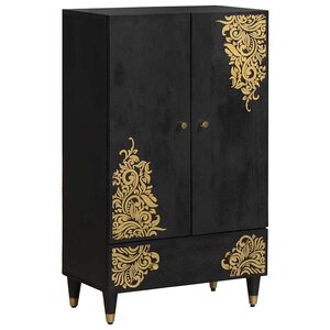 vidaXL Haut Armoire Noir 60 x 33 x 100 cm Bois de mangue massif