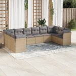 vidaXL Salon de jardin avec coussins 10 Pièces beige résine tressée