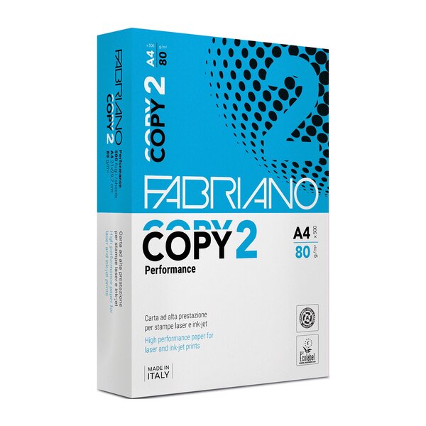 Ramette papier a4 80g fabriano copy 2 - 500 feuilles - blanc - lot de 5