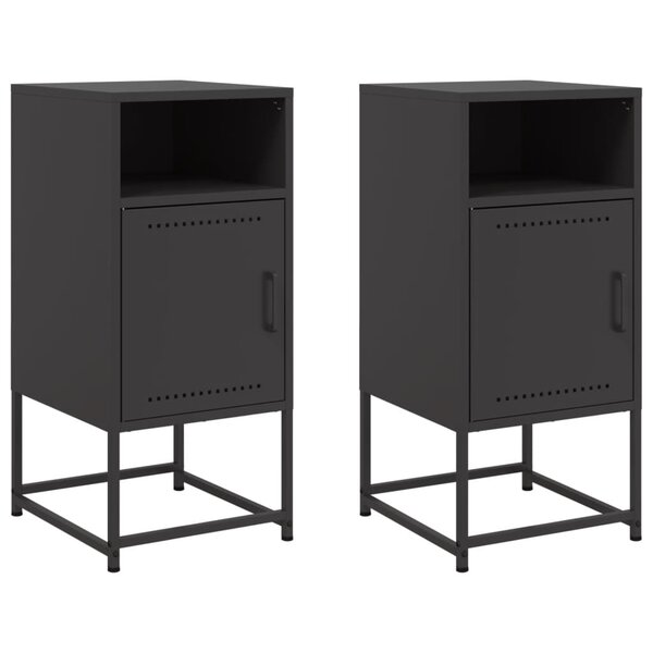 vidaXL Tables de chevet 2 Pièces noir 36x39x78 cm acier