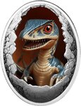 Pièce de monnaie en Argent g 16.81 Millésime 2025 Dinosauria VELOCIRAPTOR