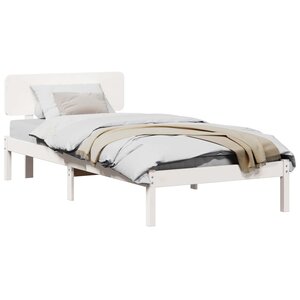 vidaXL Cadre de lit avec tête de lit Blanc 90 x 200 cm Pin massif