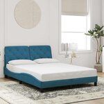 vidaXL Cadre de lit sans matelas bleu 140x190 cm velours
