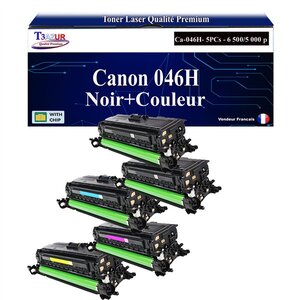 T3AZUR -Lot de 5 Toners compatibles avec Canon 046H pour Canon LBP-653Cdw  LBP-654Cx