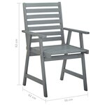 Vidaxl chaises de salle à manger d'extérieur 8 pièces gris bois d'acacia
