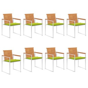vidaXL Chaises de jardin lot de 8 avec coussins Bois d'acacia solide
