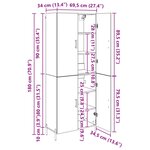 vidaXL Haut Armoire Bois Ancien 69 5 x 34 x 180 cm Bois d'ingénierie