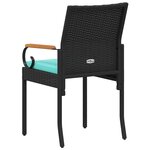 vidaXL Chaises de jardin 2 Pièces Noir et turquoise Poly Rattan et Acacia